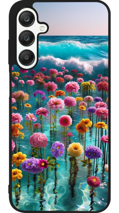 Coque Samsung Galaxy A25 - Silicone rigide noir Flower sea waves