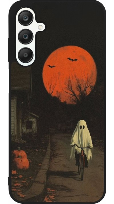 Samsung Galaxy A25 Case Hülle - Silikon schwarz Halloween 2025 Ghost on a bicycle