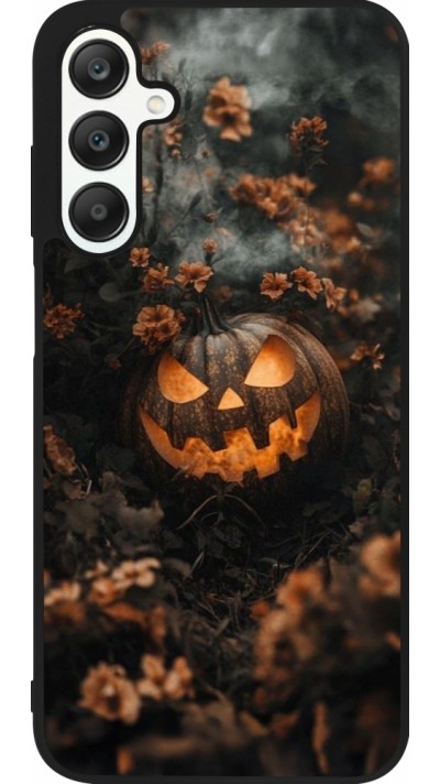 Samsung Galaxy A25 Case Hülle - Silikon schwarz Halloween 2025 Pumpkin with flowers