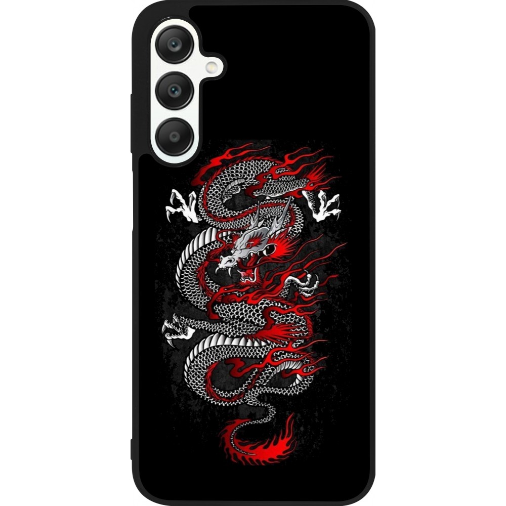 Samsung Galaxy A25 Case Hülle - Silikon schwarz Japanese style Dragon Tattoo Red Black