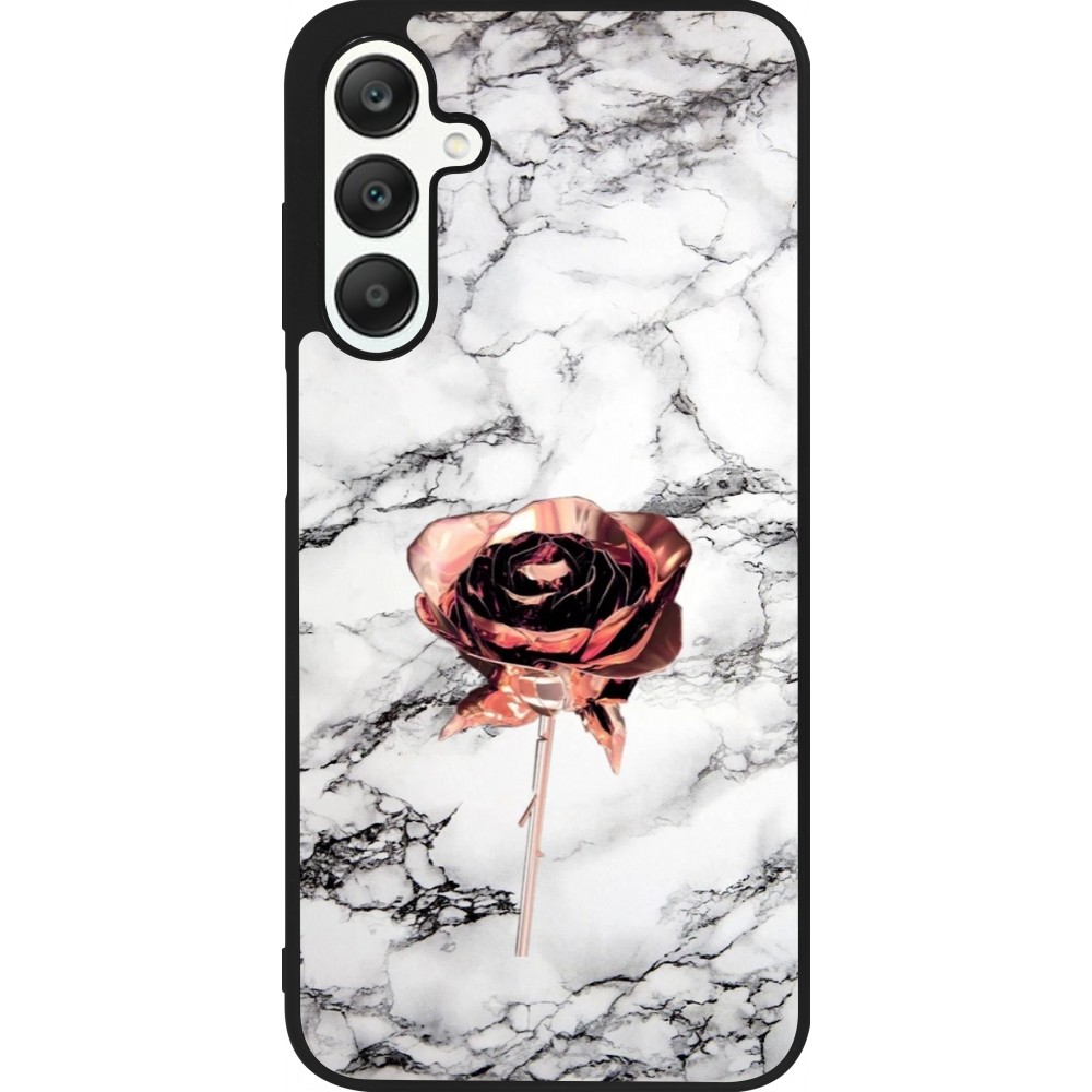 Samsung Galaxy A25 Case Hülle - Silikon schwarz Marble Rose Gold