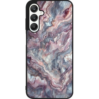 Coque Samsung Galaxy A25 - Silicone rigide noir Marbre violette argentée