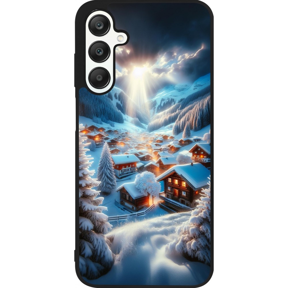 Coque Samsung Galaxy A25 - Silicone rigide noir Mont Neige Lumière