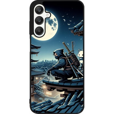 Coque Samsung Galaxy A25 - Silicone rigide noir Ninja sous la lune