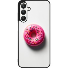 Samsung Galaxy A25 Case Hülle - Silikon schwarz Weisser Hintergrund, pinker Donut