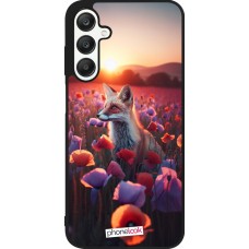 Samsung Galaxy A25 Case Hülle - Silikon schwarz Purpurroter Fuchs bei Dammerung