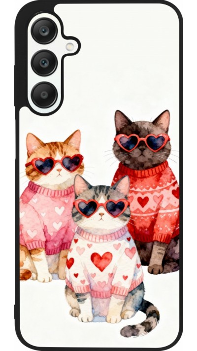 Coque Samsung Galaxy A25 - Silicone rigide noir Saint Valentines Day 26 Cat Love