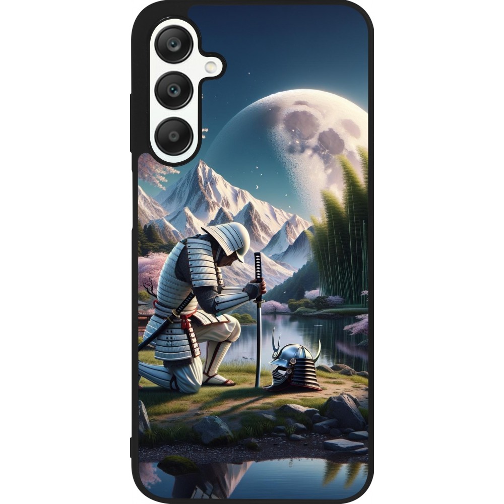 Coque Samsung Galaxy A25 - Silicone rigide noir Samurai Katana Lune
