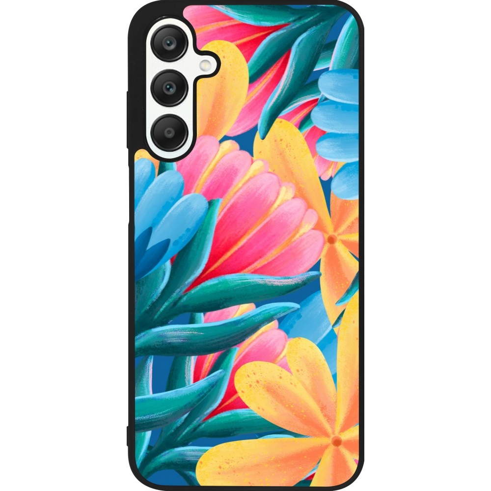 Samsung Galaxy A25 Case Hülle - Silikon schwarz Spring 23 colorful flowers