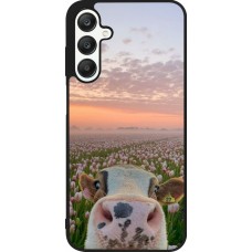 Coque Samsung Galaxy A25 - Silicone rigide noir Cow with tulips Spring 2026