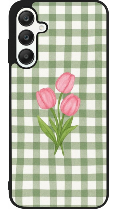 Coque Samsung Galaxy A25 - Silicone rigide noir Green vichy tulips Spring 2026
