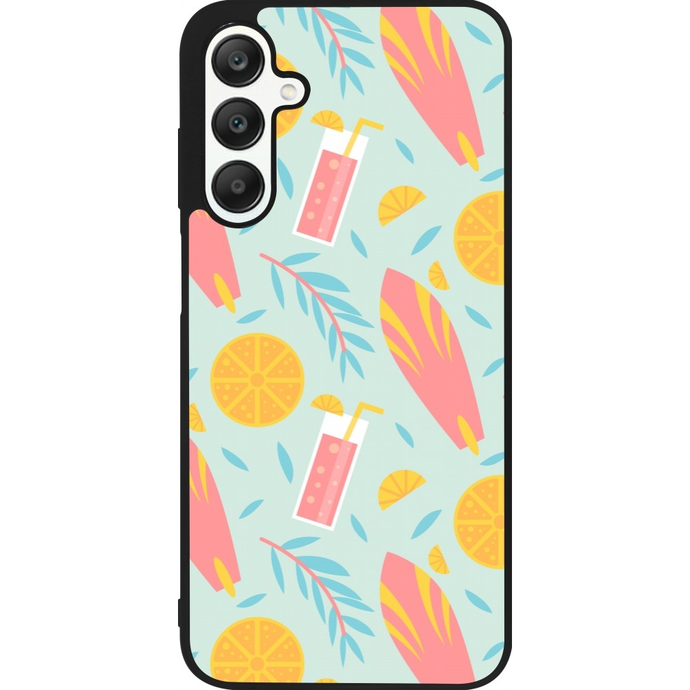 Coque Samsung Galaxy A25 - Silicone rigide noir Summer 2025 Pattern citron