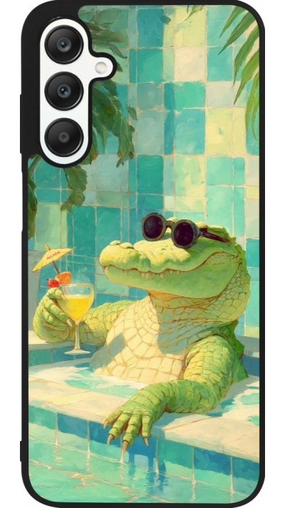 Samsung Galaxy A25 Case Hülle - Silikon schwarz Crocodile in the swimming pool Summer 2026