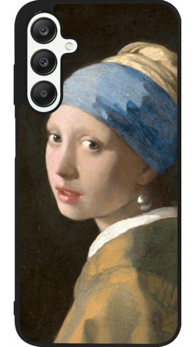 Coque Samsung Galaxy A25 - Silicone rigide noir Tableau art - La Jeune fille à la perle - Johannes Vermeer