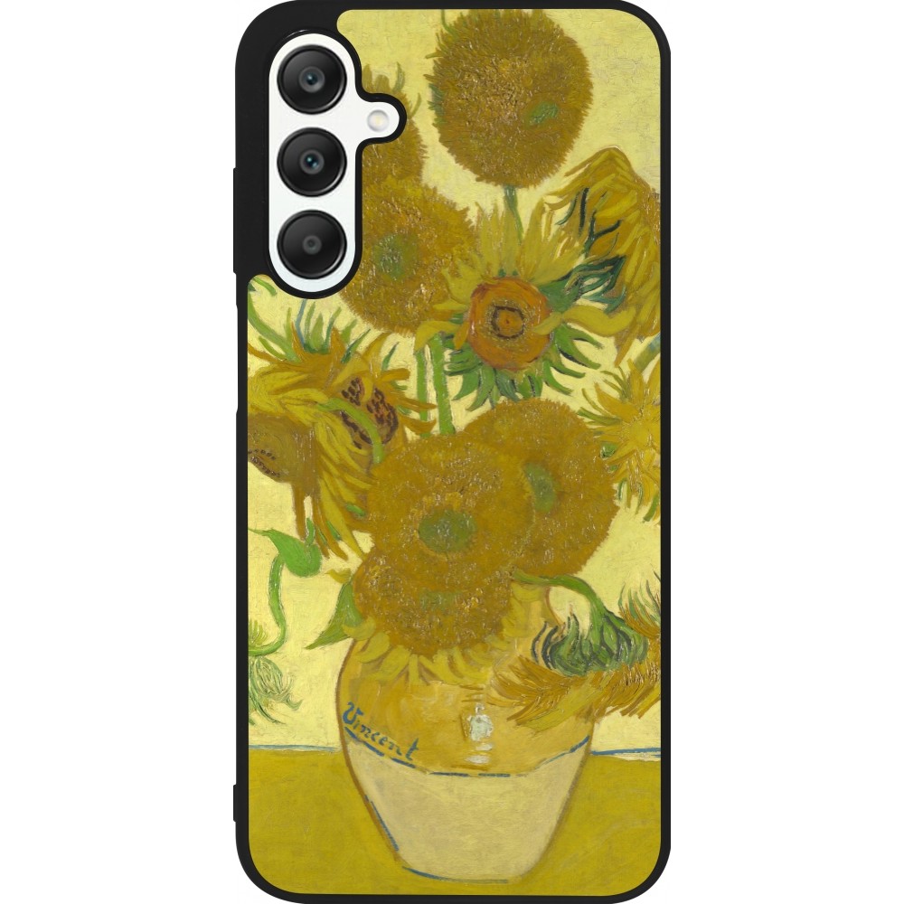Coque Samsung Galaxy A25 - Silicone rigide noir Tableau art - Les Tournesols - Van Gogh