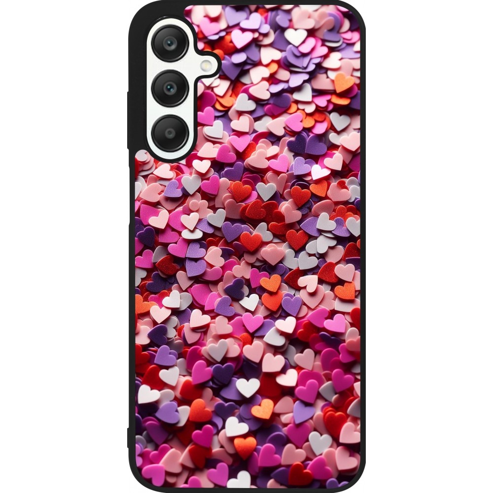 Samsung Galaxy A25 Case Hülle - Silikon schwarz Valentin 2025 Konfetti