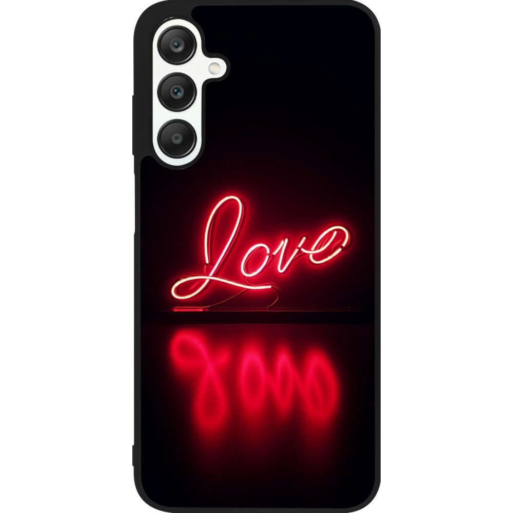 Coque Samsung Galaxy A25 - Silicone rigide noir Valentine 2025 Neon Love