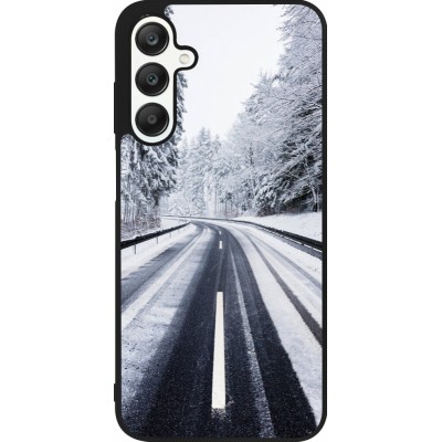 Samsung Galaxy A25 Case Hülle - Silikon schwarz Winter 22 Snowy Road