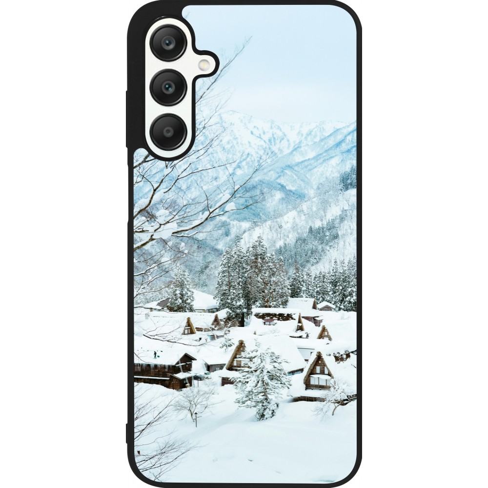 Coque Samsung Galaxy A25 - Silicone rigide noir Winter 25 Winter snowy landscape