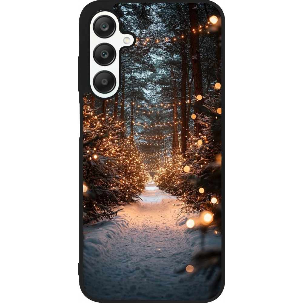 Coque Samsung Galaxy A25 - Silicone rigide noir Winter 25 Winter snowy road