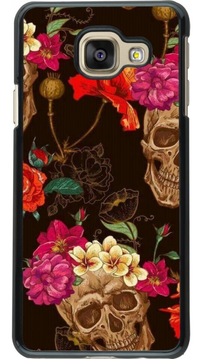 Hülle Samsung Galaxy A3 (2016) - Skulls and flowers