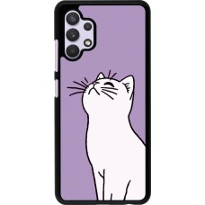 Coque Samsung Galaxy A32 - Chat sur fond violet
