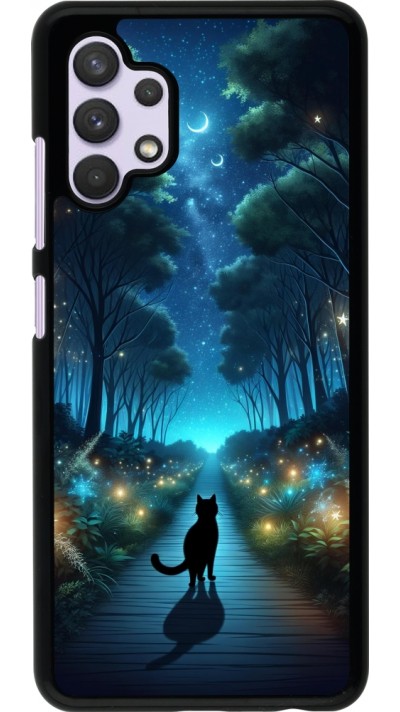 Samsung Galaxy A32 Case Hülle - Schwarze Katze Spaziergang