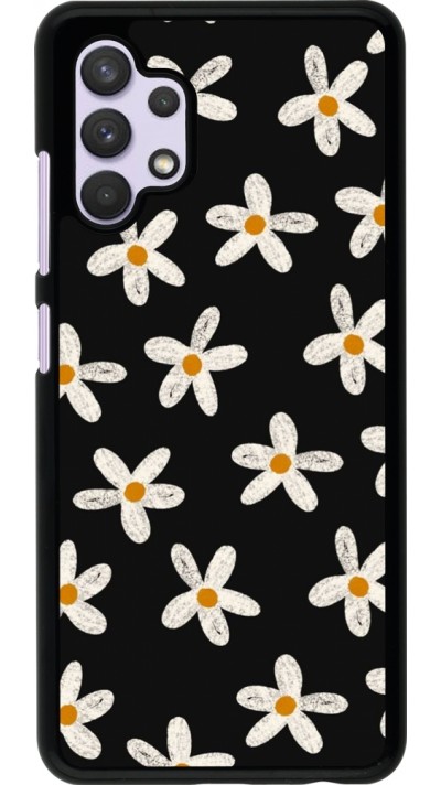 Samsung Galaxy A32 Case Hülle - Easter 2024 white on black flower