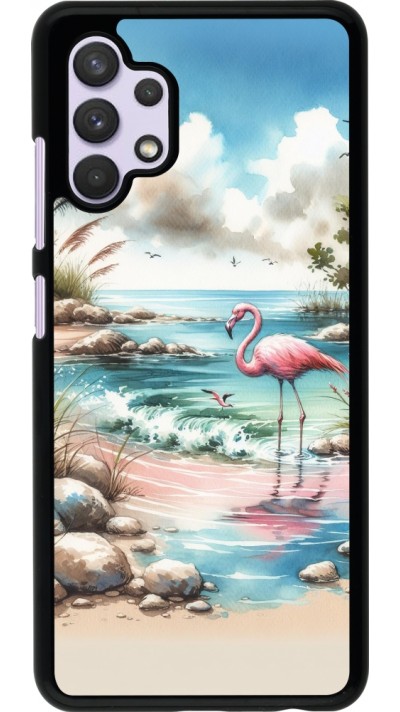 Samsung Galaxy A32 Case Hülle - Flamingo Aquarell