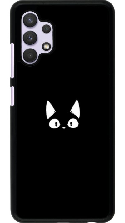 Coque Samsung Galaxy A32 - Funny cat on black