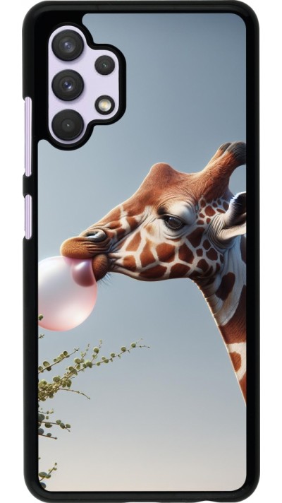 Samsung Galaxy A32 Case Hülle - Giraffe mit Blase