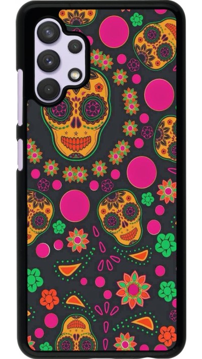 Samsung Galaxy A32 Case Hülle - Halloween 22 colorful mexican skulls