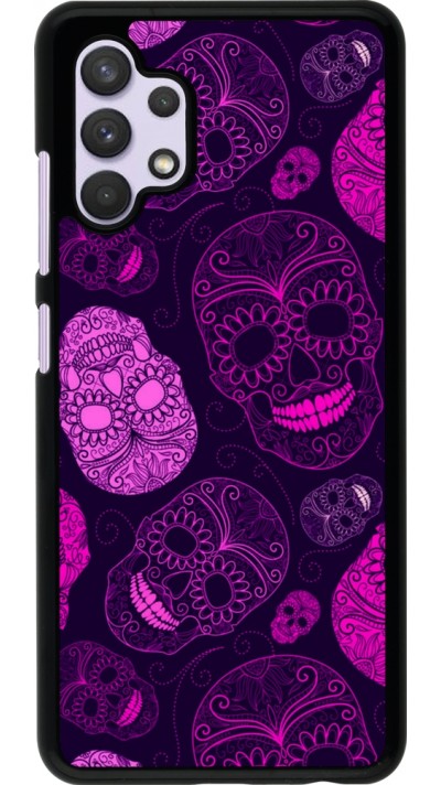 Samsung Galaxy A32 Case Hülle - Halloween 2023 pink skulls