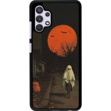Samsung Galaxy A32 Case Hülle - Halloween 2025 Ghost on a bicycle