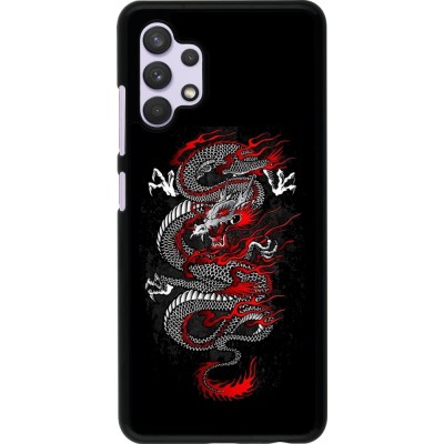 Samsung Galaxy A32 Case Hülle - Japanese style Dragon Tattoo Red Black