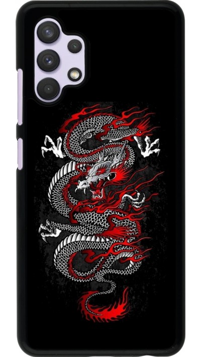 Coque Samsung Galaxy A32 - Japanese style Dragon Tattoo Red Black