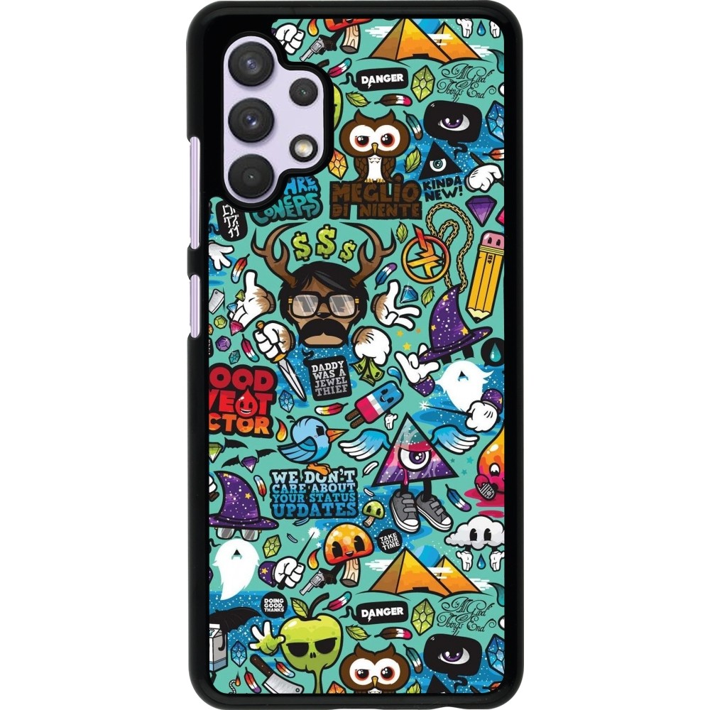 Samsung Galaxy A32 Case Hülle - Mixed Cartoons Turquoise