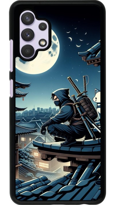 Samsung Galaxy A32 Case Hülle - Ninja unter dem Mond