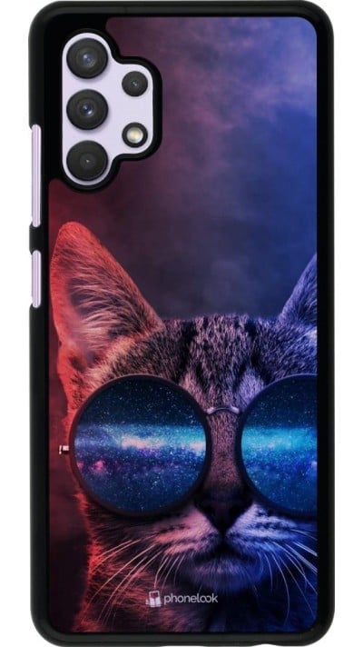 Coque Samsung Galaxy A32 - Red Blue Cat Glasses