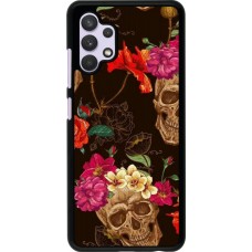 Coque Samsung Galaxy A32 - Skulls and flowers