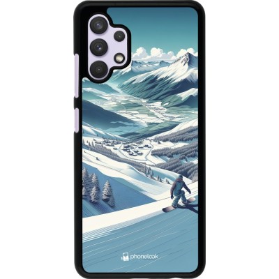 Coque Samsung Galaxy A32 - Snowboarder Montagne