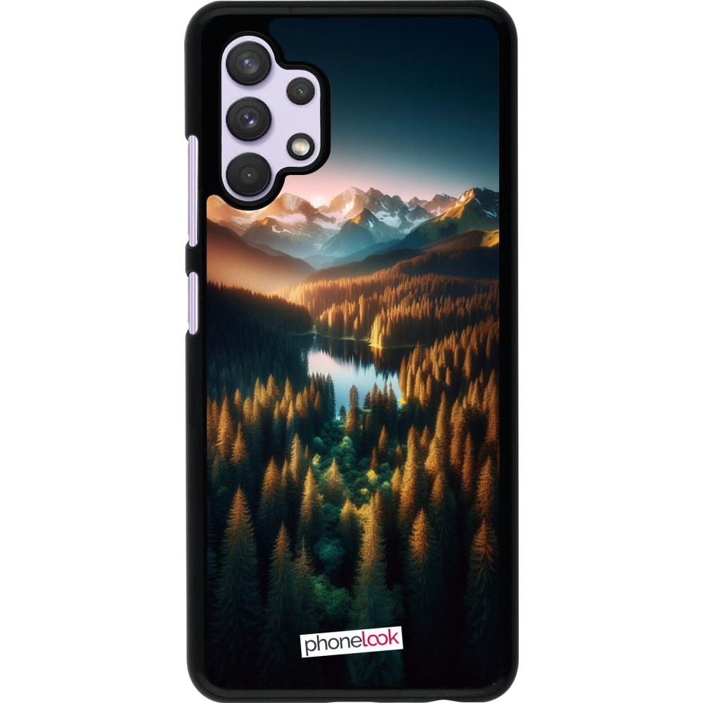 Samsung Galaxy A32 Case Hülle - Sonnenuntergang Waldsee