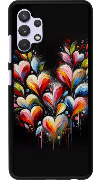 Coque Samsung Galaxy A32 - Valentine 2024 Coeur Noir Abstrait