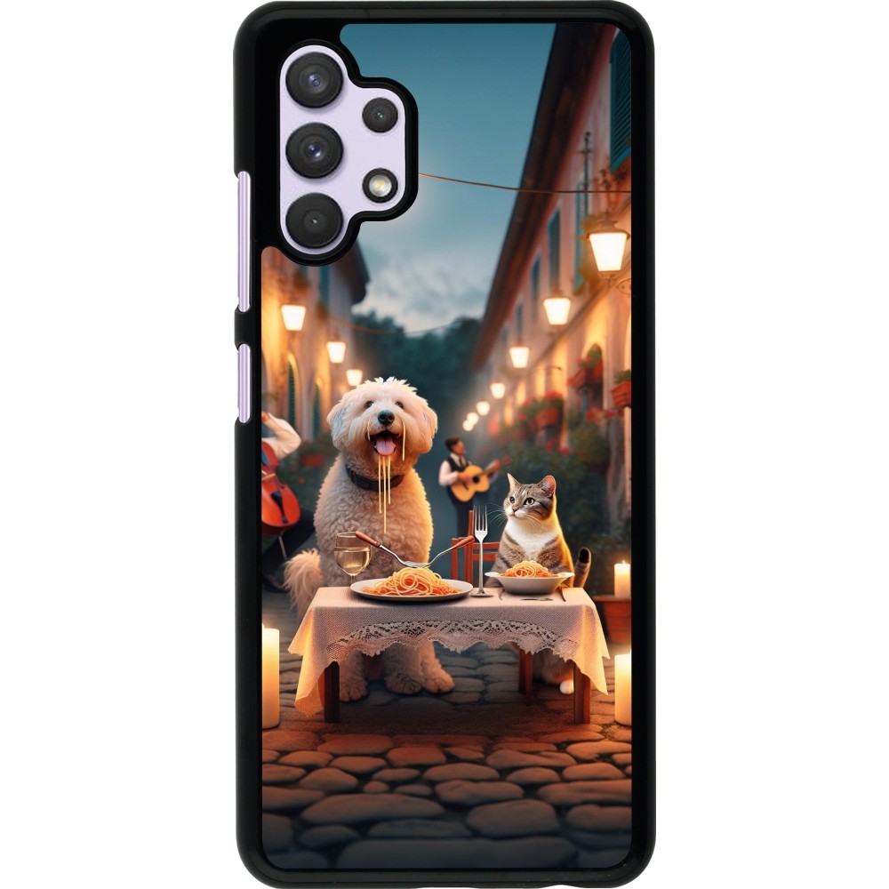 Samsung Galaxy A32 Case Hülle - Valentin 2024 Hund & Katze Kerzenlicht
