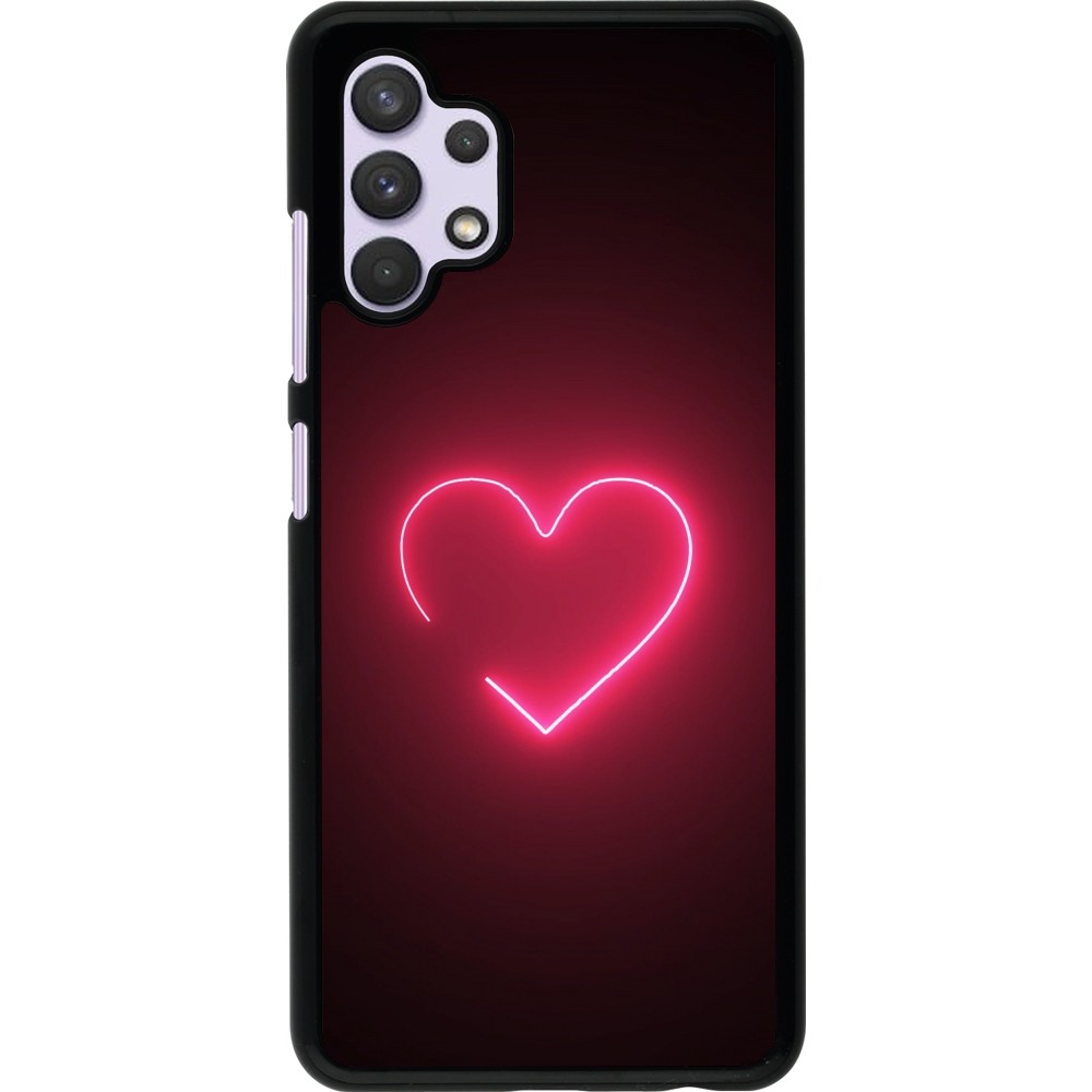 Samsung Galaxy A32 Case Hülle - Valentine 2023 single neon heart