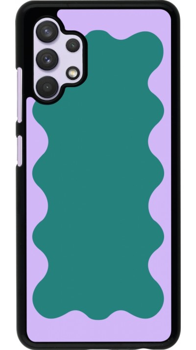 Coque Samsung Galaxy A32 - Wavy Rectangle Green Purple