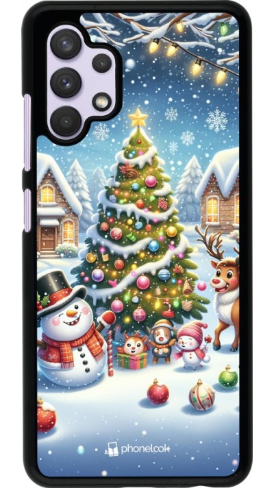 Coque Samsung Galaxy A32 - Noël 2023 bonhomme de neige et sapin