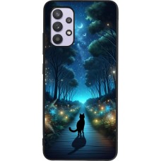 Coque Samsung Galaxy A32 - Silicone rigide noir Chat noir promenade