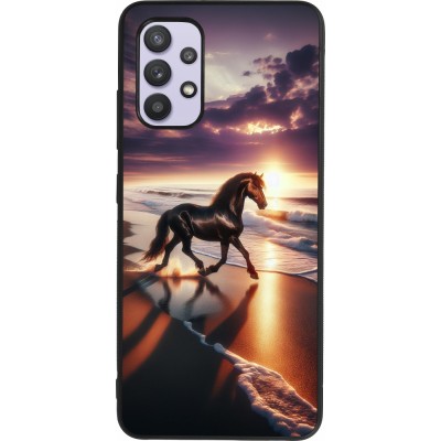 Coque Samsung Galaxy A32 - Silicone rigide noir Cheval majestueux plage