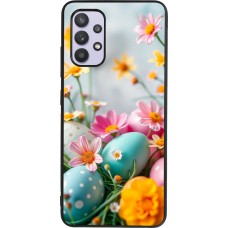 Samsung Galaxy A32 Case Hülle - Silikon schwarz Easter 2026 Eggs with flowers